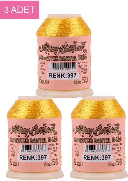 3 Adet Altınbaşak Oya ve Dantel Ipi 20 gr - Royaleks - No: 397