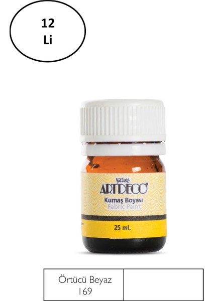 Artdeco Kumaş Boyası 25 ml Beyaz 12'li