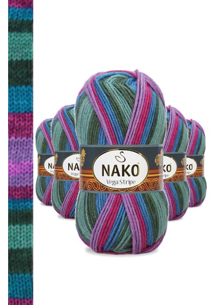 5 Adet Stripe Premium Akrilik El Örgü İpi Yünü No: 82408