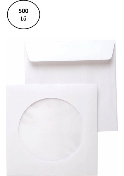 Asil Doğan AS-3001 CD Zarfı 12,5X12,5 cm 90 gr Pencereli 500'LÜ