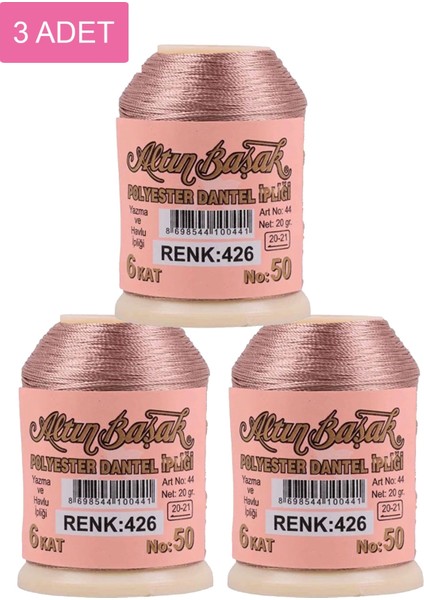 3 Adet Altınbaşak Oya ve Dantel Ipi 20 gr - Royaleks - No: 426