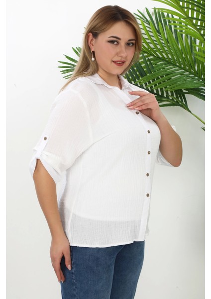 %100 Cotton Büyük Beden Kadın Müslin Kumaş Gömlek modelleri