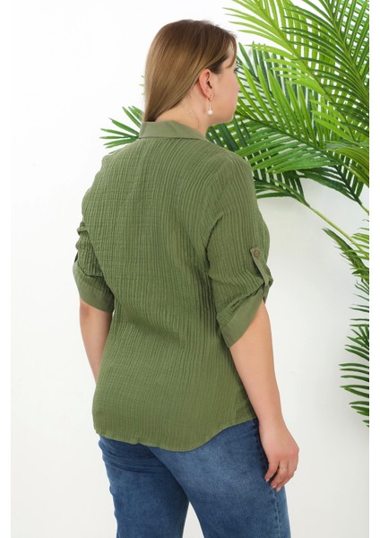 %100 Cotton Büyük Beden Kadın Müslin Kumaş Gömlek modelleri