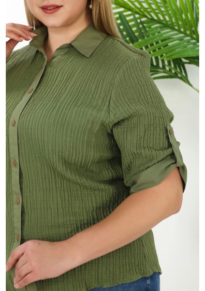 %100 Cotton Büyük Beden Kadın Müslin Kumaş Gömlek fırsatları