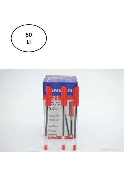 Pensan 2021 Tükenmez Kalem Kırmızı 1.0 mm 50'li