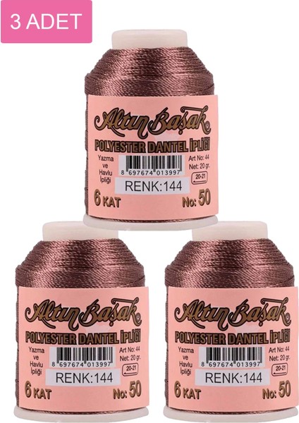 3 Adet Altınbaşak Oya ve Dantel Ipi 20 gr - Royaleks - No: 144