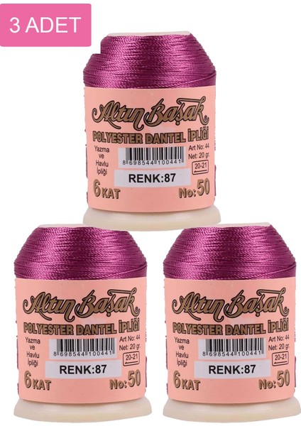 3 Adet Altınbaşak Oya ve Dantel Ipi 20 gr - Royaleks - No: 087