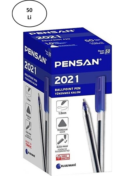 Pensan Tükenmez Kalem PE2021 Mavi 50'li