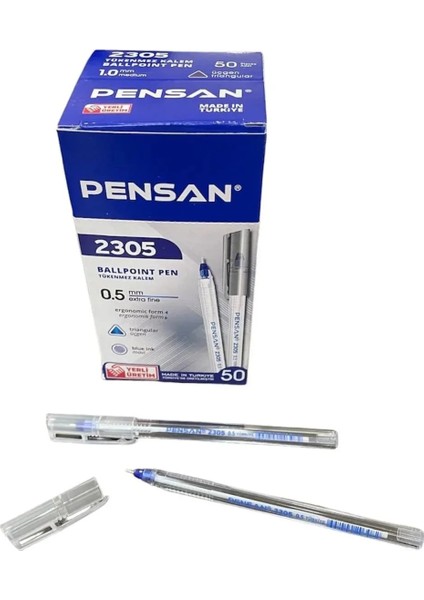 Pensan 2305 0.5mm 50LI Üçgen Mavi Tükenmez Kalem