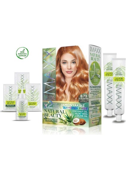 2 Paket Natural Beauty Amonyaksız Saç Boyası 8.73 Altın Karamel fiyatları