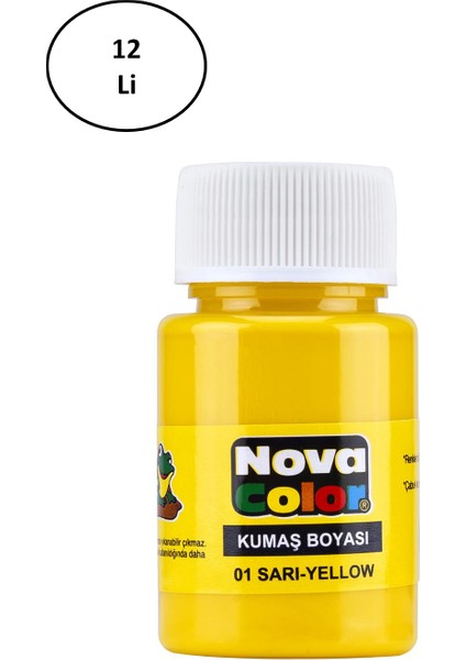 Nova Color Kumaş Boyası Şişe 30 ml Sarı 12 Li