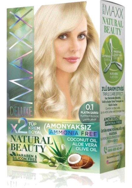 2 Paket Natural Beauty Amonyaksız Saç Boyası 0.1 Platin Sarısı modelleri