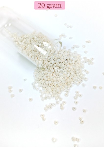 Dökme Cam Kum Boncuk (11/0) 2 mm - 20 Gram - Parlak Beyaz - BNC030
