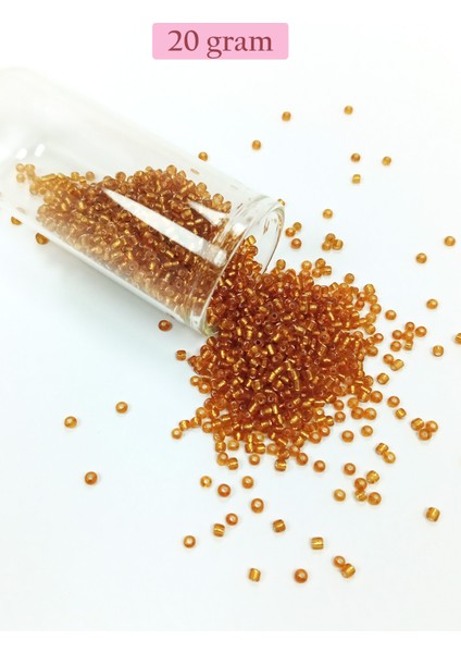 Dökme Cam Kum Boncuk (11/0) 2 mm - 20 Gram - Koyu Bal Rengi - BNC035