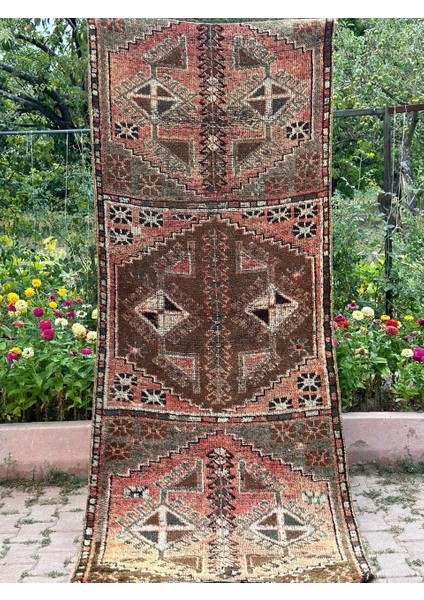 107X265CM Büyük Vintage El Dokuması Yolluk, 50 Yıllık Antika Halı, Dekoratif Harika Yolluk