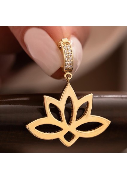 Lotus Çiçeği Tasarım 14 Ayar Altın Kolye Ucu