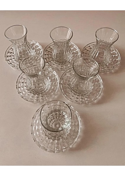 Alin Adela 6'lı Cam Çay Tabağı Çay Tabak Altlığı ROYALEKS-RYG8030