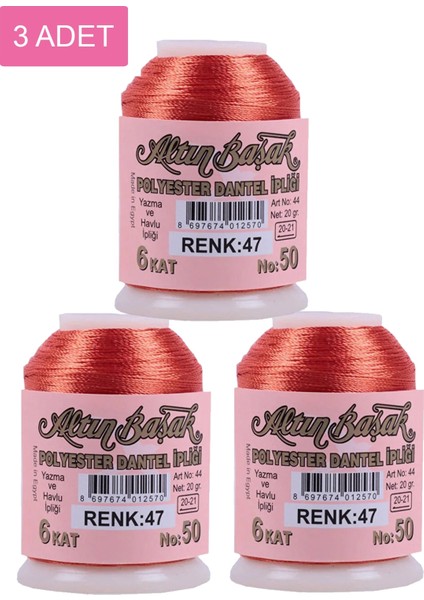 3 Adet Altınbaşak Oya ve Dantel Ipi 20 gr - Royaleks - No: 047
