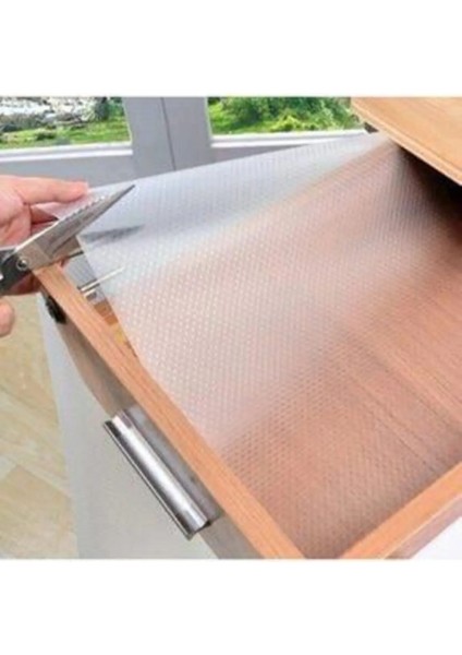 Sermat Sılver Eva Shelf Liner Şeffaf Kaydırmaz Raf Dolap ve Çekmece Örtüsü 45 cm x 10 Metre ROYALEKS-RF50