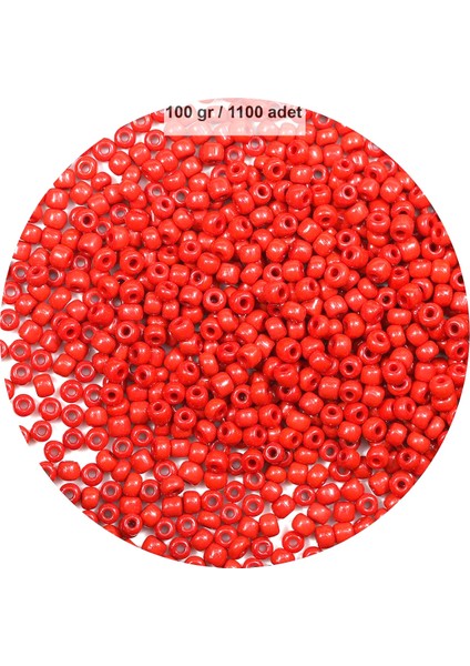 Koyu Turuncu Renk 4 mm Yaklaşık 1100 Adet / 100 Gram Cam Boncuk Oya Yazma Bileklik ve Kolye