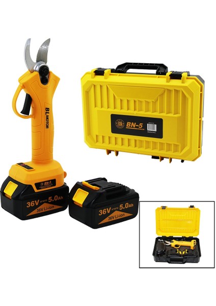 Cordless Shear Yellow Bn-5 HS-155 Şarjlı Bağ Makası 2 Batarya - 36V 5.0AH (5024)