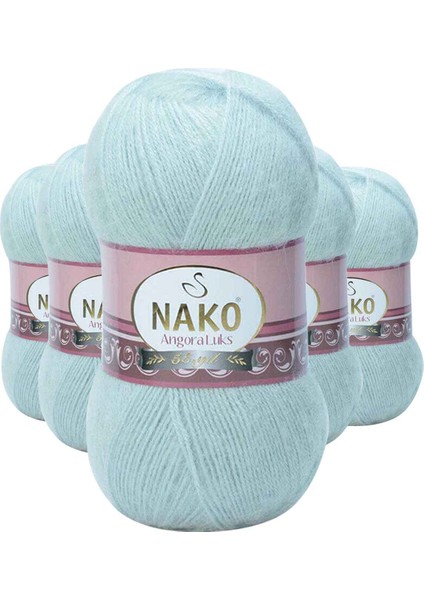 5 Adet Angora Lüks El Örgü İpi Saraylı Mint 10471