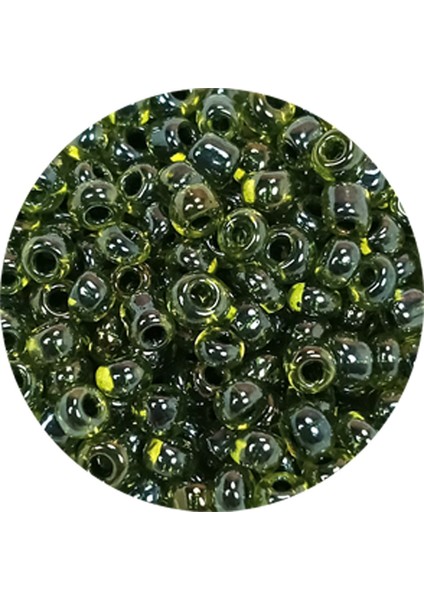 Dökme Cam Kum Boncuk (8/0) 3 mm - 20 Gram - Şeffaf Alacalı Yeşil - BNC171