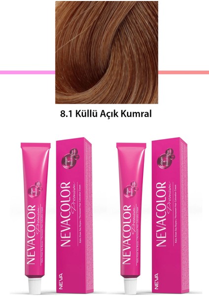 2 Li Set Premium 8.1 Küllü Açık Kumral - Kalıcı Krem Saç Boyası 2 x 50 G Tüp