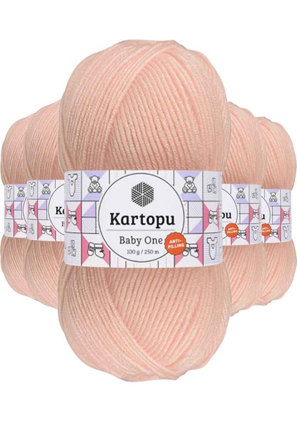 5 Adet Baby One Tüylenmeyen El Örgü İpi Yünü Pembe K699
