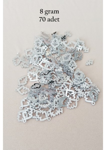 Oya Abiye Bileklik Kolye Pleksi Metalik Plastik Pul Gümüş Renk 8 Gram 70 Adet - BNC513