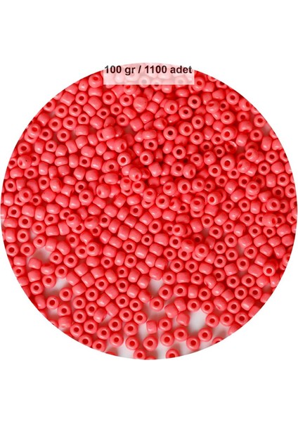 Karpuz Pembesi Renk 4 mm Yaklaşık 1100 Adet / 100 Gram Cam Boncuk Oya Yazma Bileklik ve Kolye