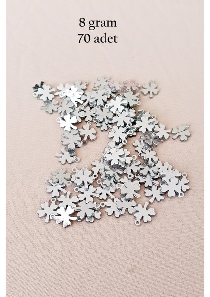 Oya Abiye Bileklik Kolye Pleksi Metalik Plastik Pul Gümüş Renk 8 Gram 70 Adet - BNC502