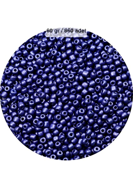 Lacivert Renk 4 mm Yaklaşık 660 Adet / 60 Gram Cam Boncuk Oya Yazma Bileklik ve Kolye