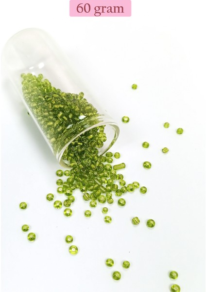 Dökme Cam Kum Boncuk (8/0) 3 mm - 60 Gram - Şeffaf Yeşil - BNC208