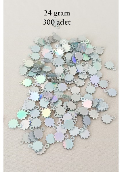 Oya Abiye Bileklik Kolye Pleksi Metalik Plastik Pul Gümüş Renk 24 Gram 300 Adet - BNC578