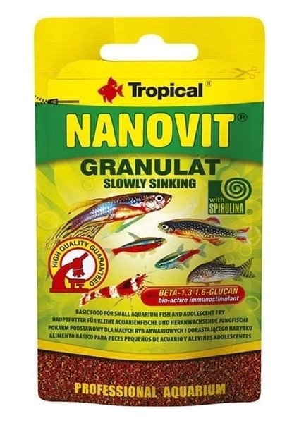Tropical Nanovit Granulat Tropikal Balıkları Için Granül Balık Yemi 10 gr