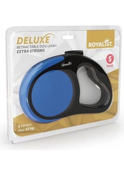 Royalist Deluxe Extra Strong Otomatik Köpek Gezdirme Tasması Mavi Small 3 mt