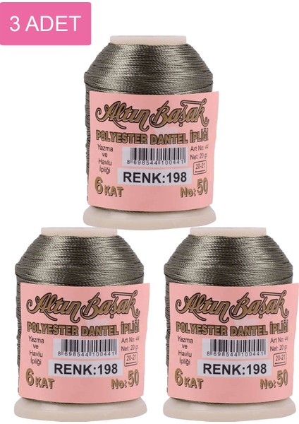 3 Adet Altınbaşak Oya ve Dantel Ipi 20 gr - Royaleks - No: 198