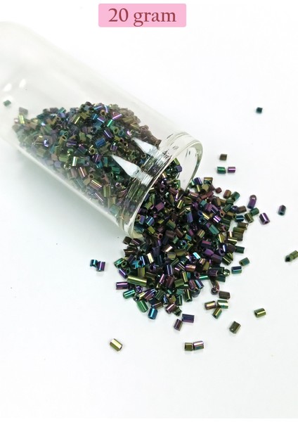 Kesme Cam Boncuk 2mm - 20 Gram - Parlak Alacalı -BNC304
