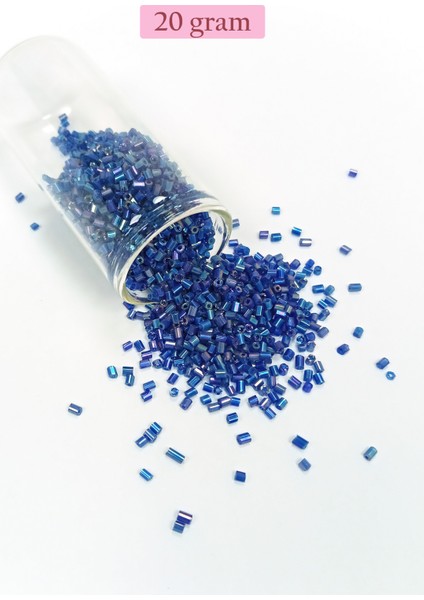 Kesme Cam Boncuk 2mm - 20 Gram - Koyu Mavi -BNC344
