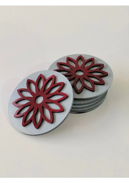 Çiçek Kabartmalı Bardak Altlığı (6 Adet)|8*8 CM|BA4006