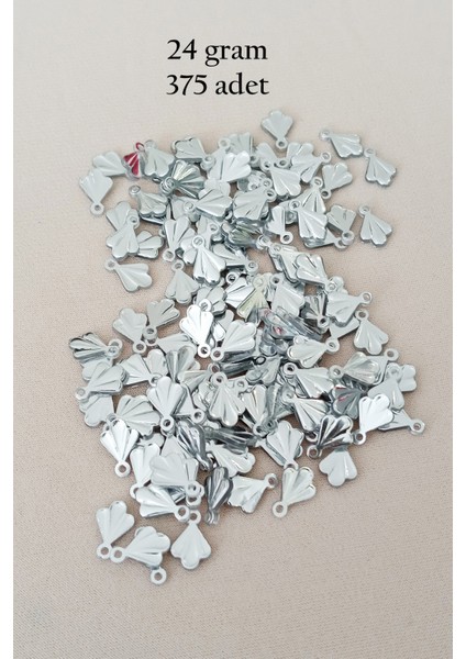 Oya Abiye Bileklik Kolye Pleksi Metalik Plastik Pul Gümüş Renk 24 Gram 375 Adet - BNC587