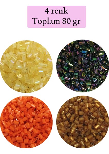 Kesme Cam Boncuk 2mm - 4 Renk - Toplam 80 Gram - BNC435