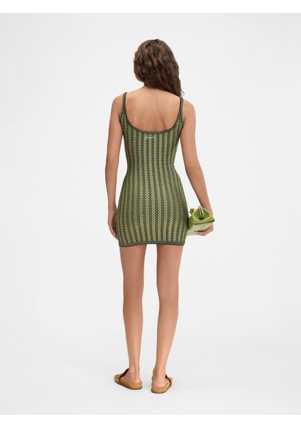 Şık ve Rahat Stretch Mini Elbise Braided Motifli, Fitted Kesim
