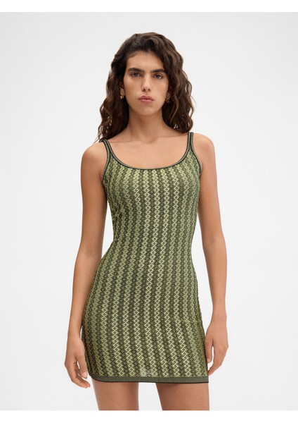 Şık ve Rahat Stretch Mini Elbise Braided Motifli, Fitted Kesim