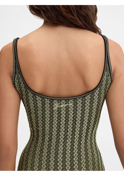 Şık ve Rahat Stretch Mini Elbise Braided Motifli, Fitted Kesim