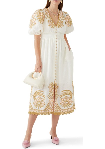 Şık Nakışlı Midi Elbise fiyatları