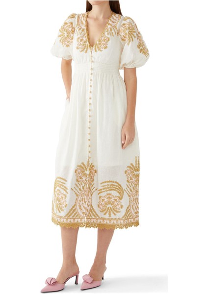 Şık Nakışlı Midi Elbise indirimleri