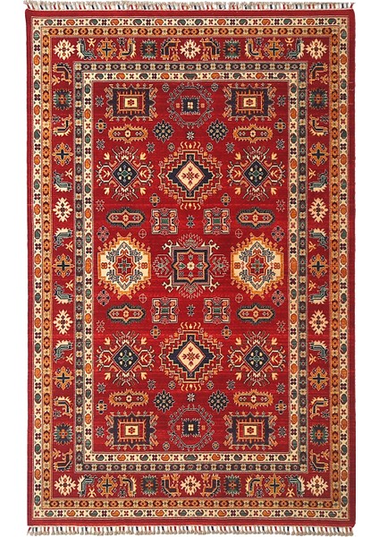 Harem HRM01 Red Geleneksel Desenlere Sahip Yün ile Üretilen Renkli Özel Tezgah Halı