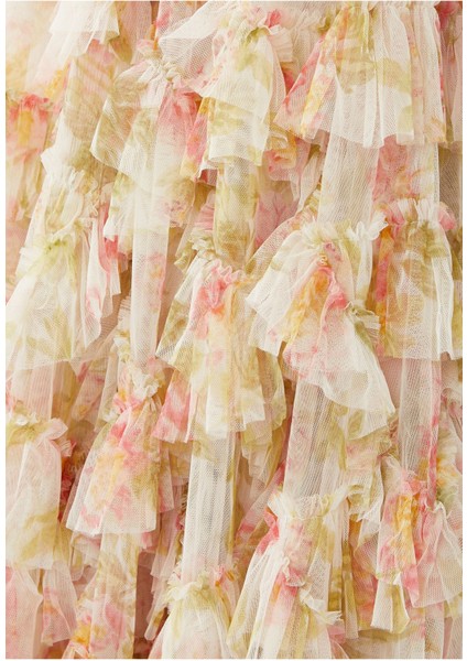 Peony Promise Lana Yuvarlak Yaka Elbise